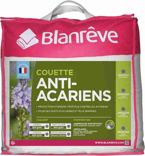 Blanrêve - Couette Chaude 400g/m² - Anti acariens - à base d'huiles essentielles - 240x220 cm