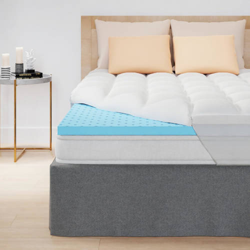 double couche mousse + fibre hypoallergénique, parfait pour adoucir la surface d'un matelas 180x200 cm