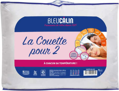 Bleu câlin couette modulable spéciale couple