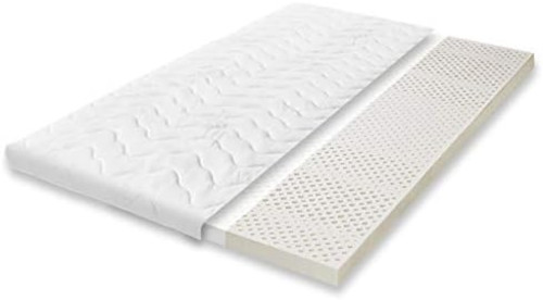 Primo Line Surmatelas en Latex - Épaisseur 8 cm, 7 Zones de Support, avec Housse Lavable matelassée